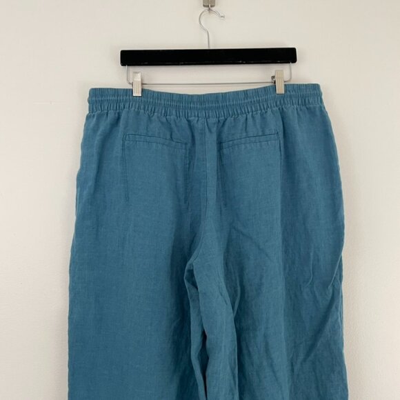 Athleta Retreat Linen High Rise Wide Leg Pants Borealis Green Size 18 - Picture 7 of 7